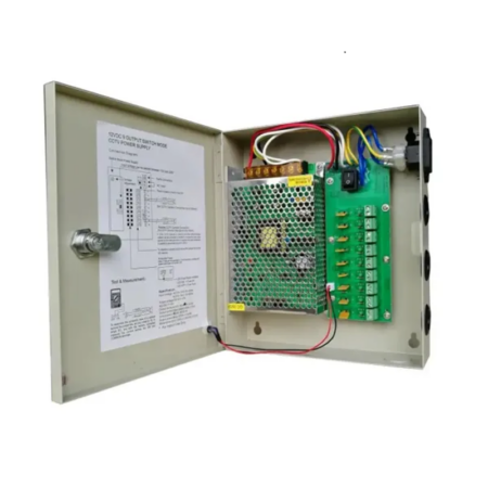 Q- MAX FUENTE CAMARA 12V  20AMP 9CH CON GABINETE